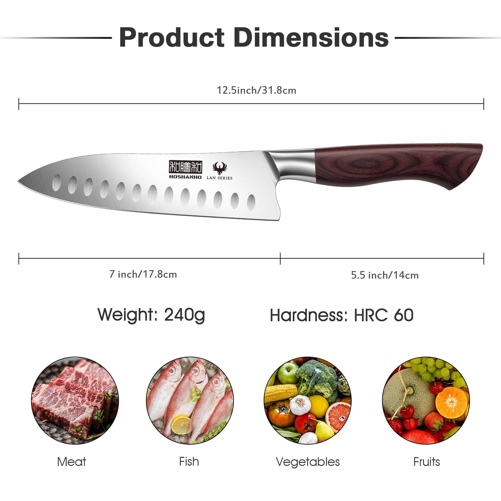 HOSHANHO blade close-up revealing the sharp 15° edge and polished finish for precise cuts