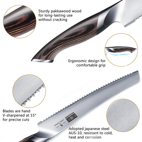 HOSHANHO close-up of serrated blade edge demonstrating precise teeth for clean cuts