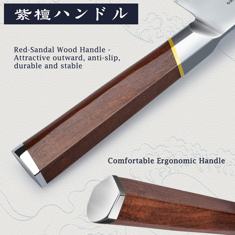 HOSHANHO blade edge detail showing 15° double-bevel for faster, cleaner slicing benefit