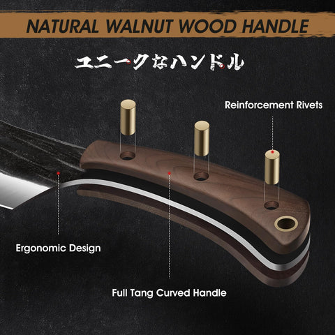 HOSHANHO cleaver on cutting board demonstrating versatility for vegetables and meat
