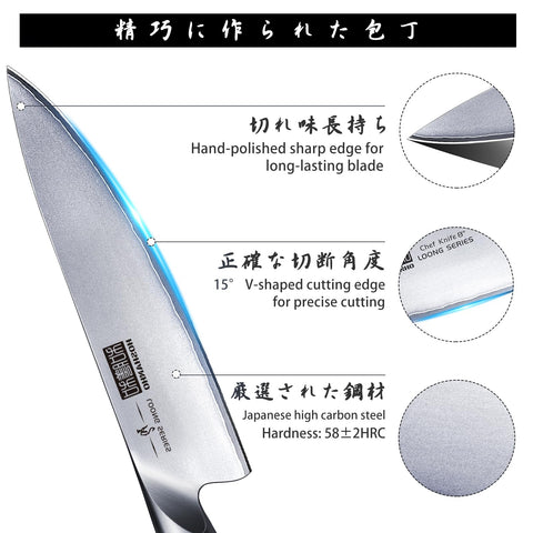 HOSHANHO close-up of blade edge highlighting the 15° sharpness for precise cuts