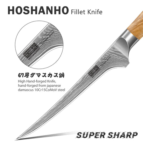 HOSHANHO close-up of Damascus wave pattern highlighting durability and style