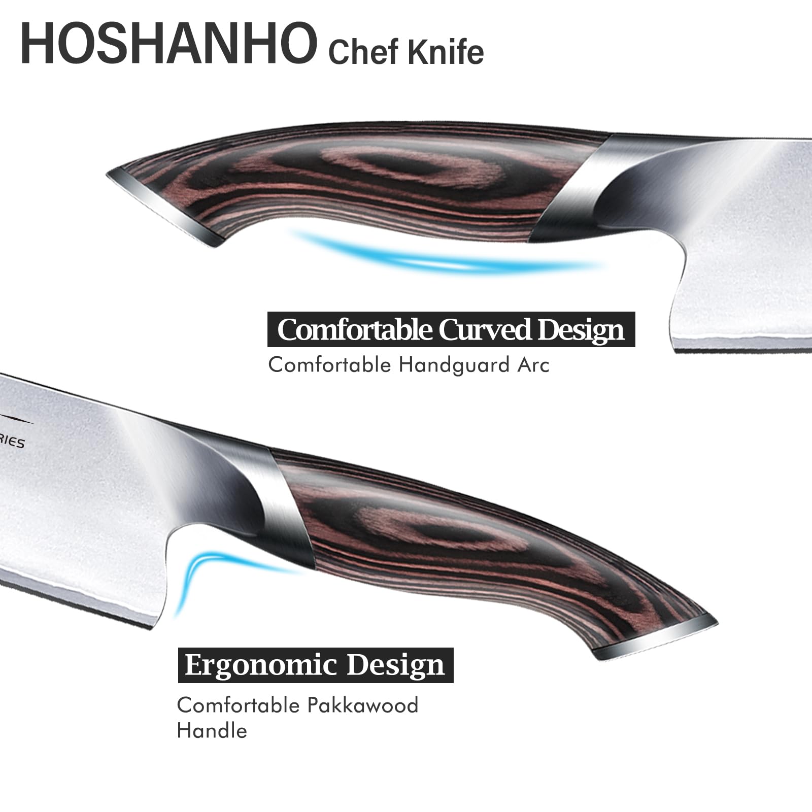 HOSHANHO edge detail at angle showing hand-sharpened 13° bevel for precise cuts