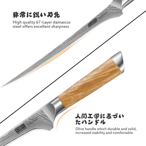 HOSHANHO flexible blade bending around fish bones for precise filleting benefit