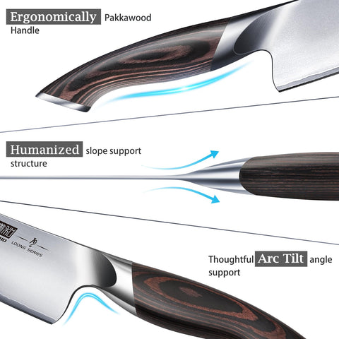 HOSHANHO pakkawood handle detail demonstrating ergonomic grip and durable comfort