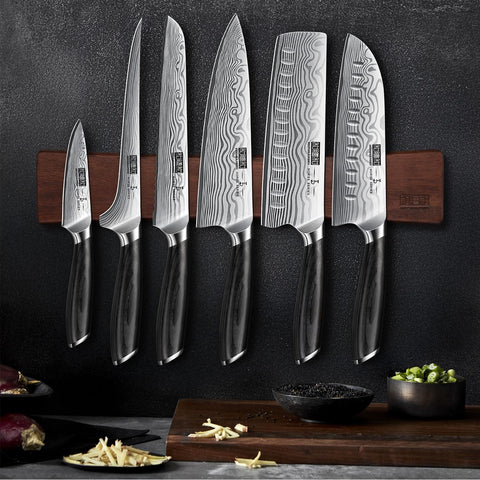 HOSHANHO pakka wood handle close-up showing ergonomic grip, comfortable secure hold benefit