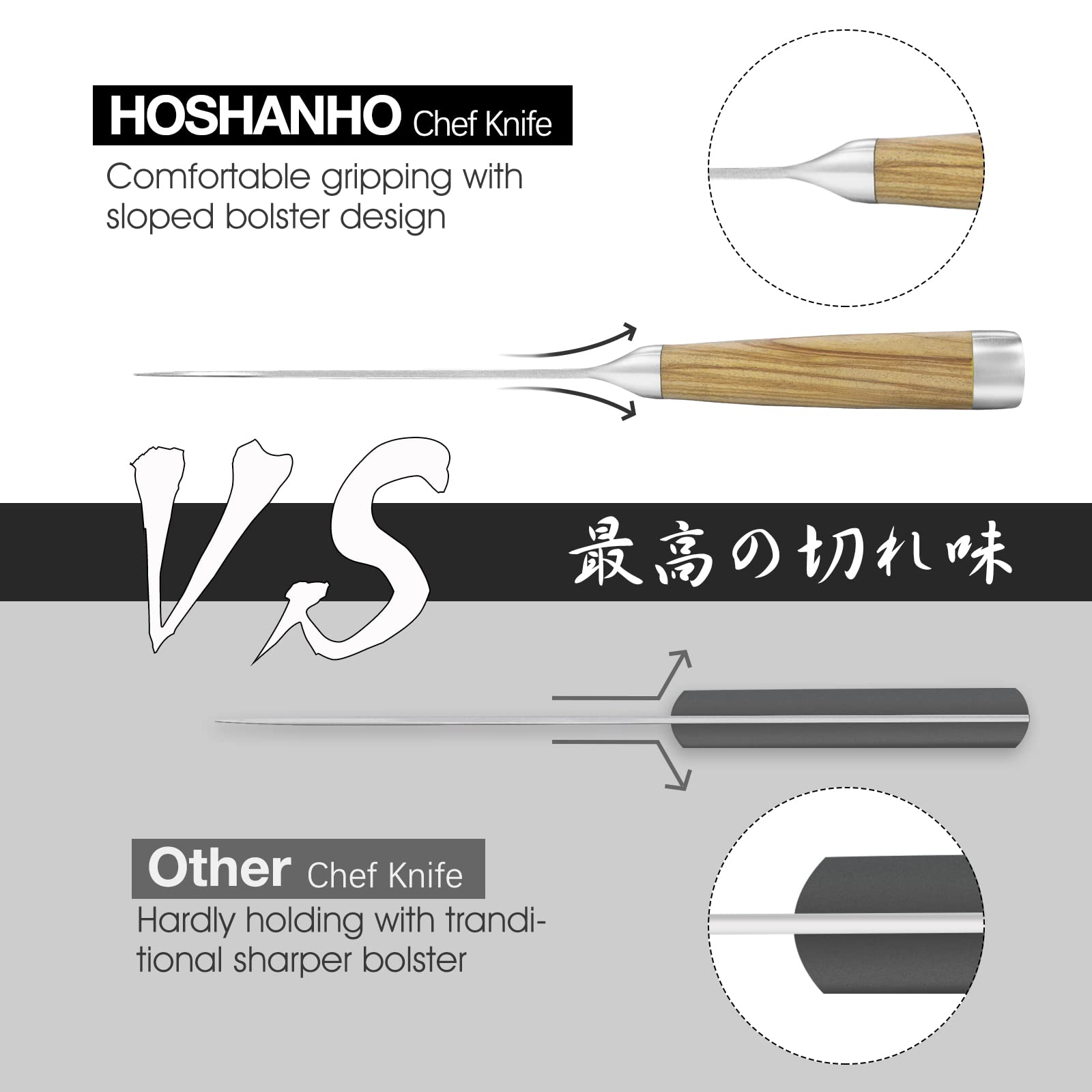HOSHANHO slicing vegetables to show clean cuts and precise control
