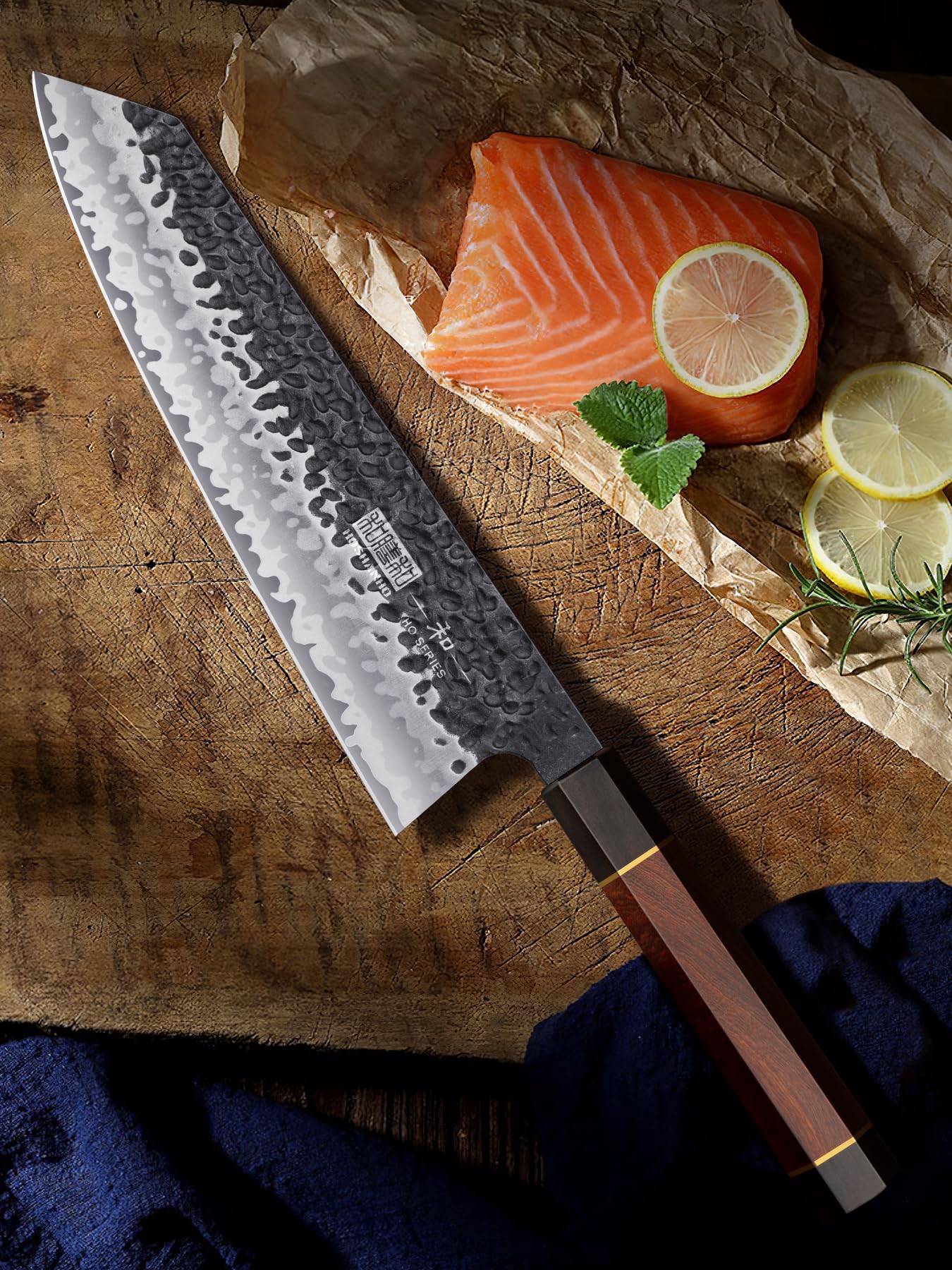 HOSHANHO knife beside ruler demonstrating 9-inch blade length for scale and capacity