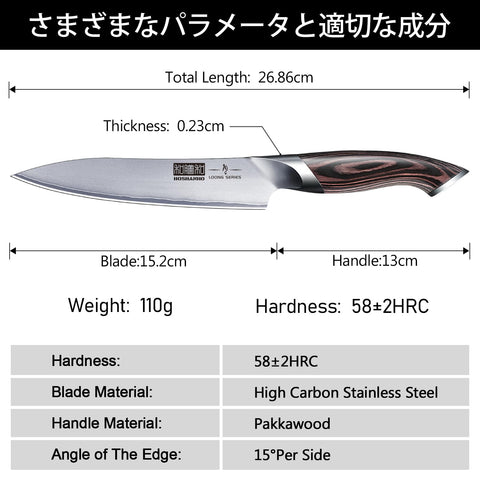 HOSHANHO knife held in hand to show 6 inch scale and ergonomic control