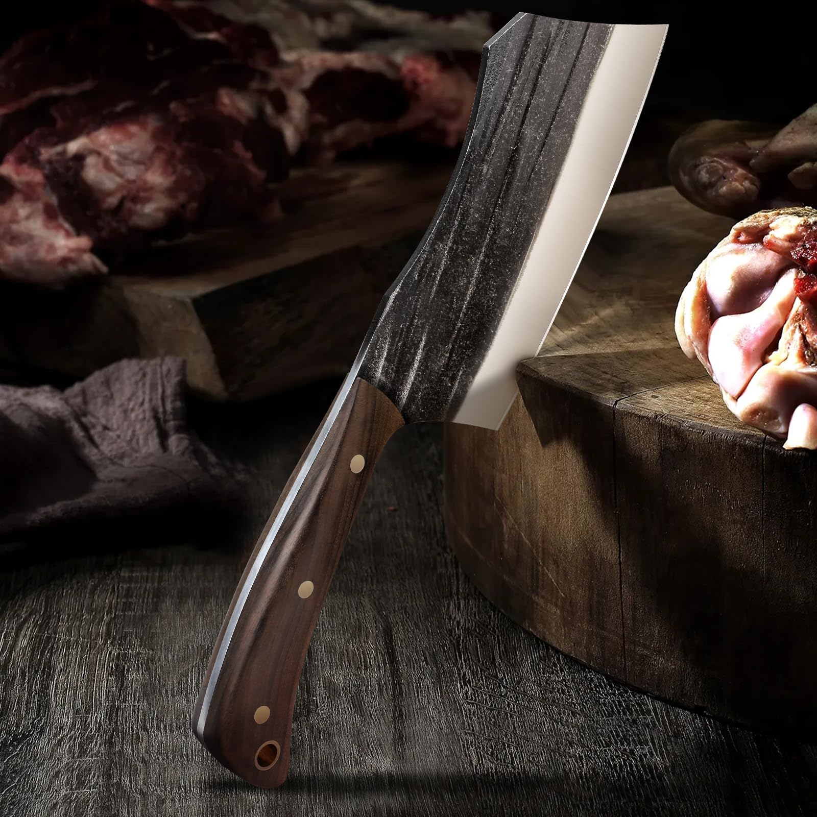 HOSHANHO knives in backyard BBQ scene speeding meal prep and heavy cutting