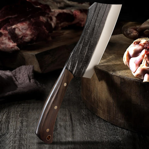 HOSHANHO knives in backyard BBQ scene speeding meal prep and heavy cutting