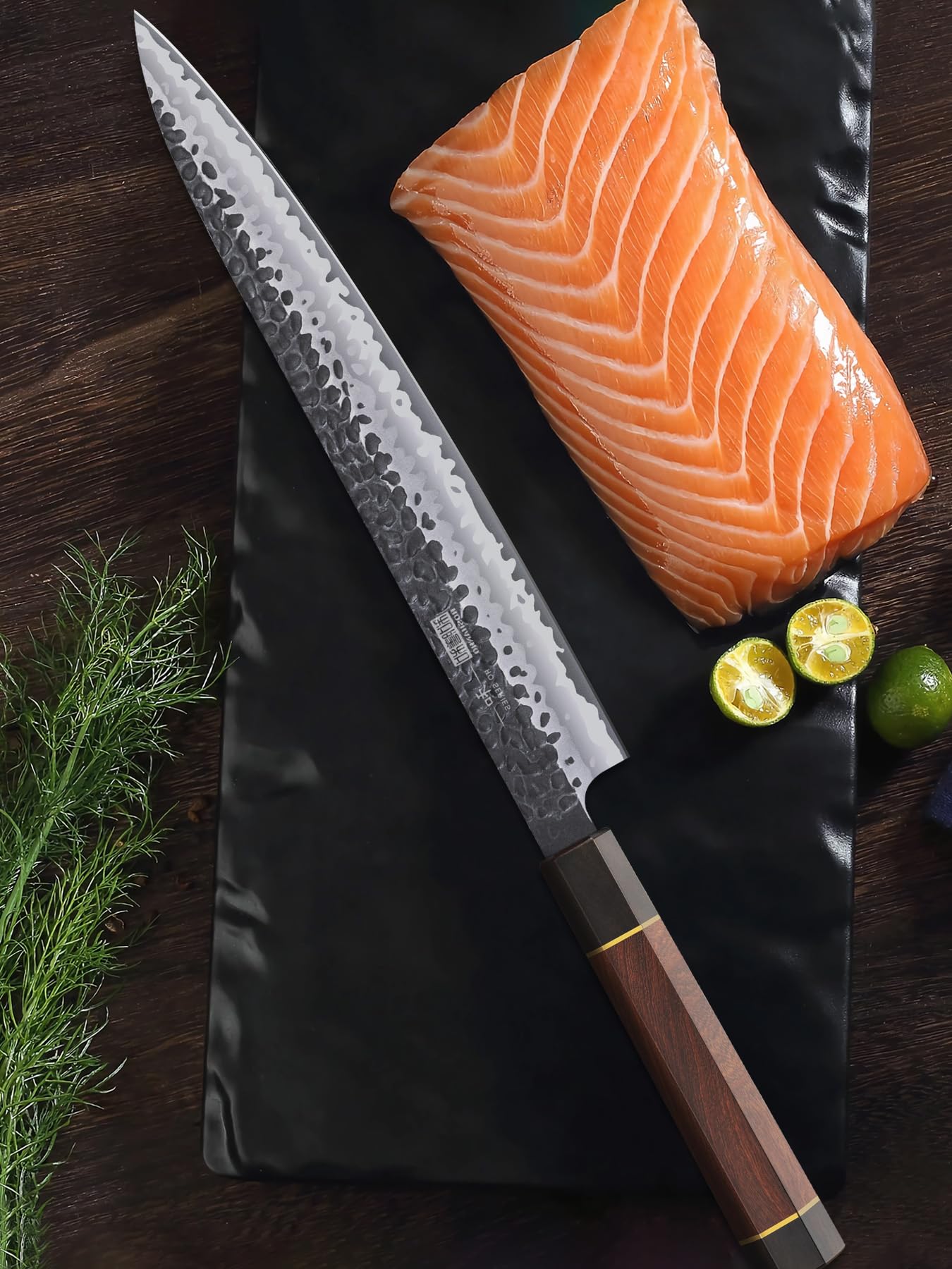 HOSHANHO packaging and blade labels highlighting materials and craftsmanship assurance