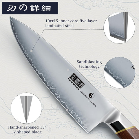 HOSHANHO rosewood handle close-up highlighting ergonomic grip and water resistance benefit