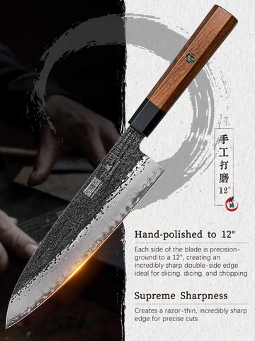 HOSHANHO knives in use slicing vegetables for effortless, precise prep