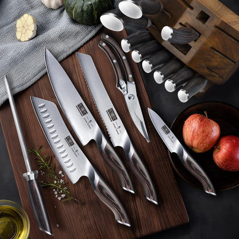 HOSHANHO sharpening rod and kitchen shears detail for easy maintenance and utility