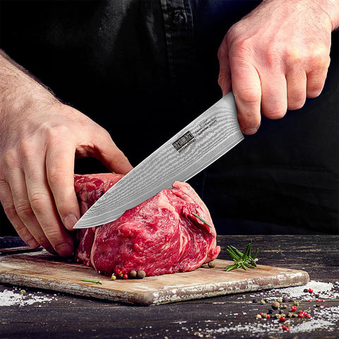 HOSHANHO knife beside ruler to show 8-inch blade length and scale