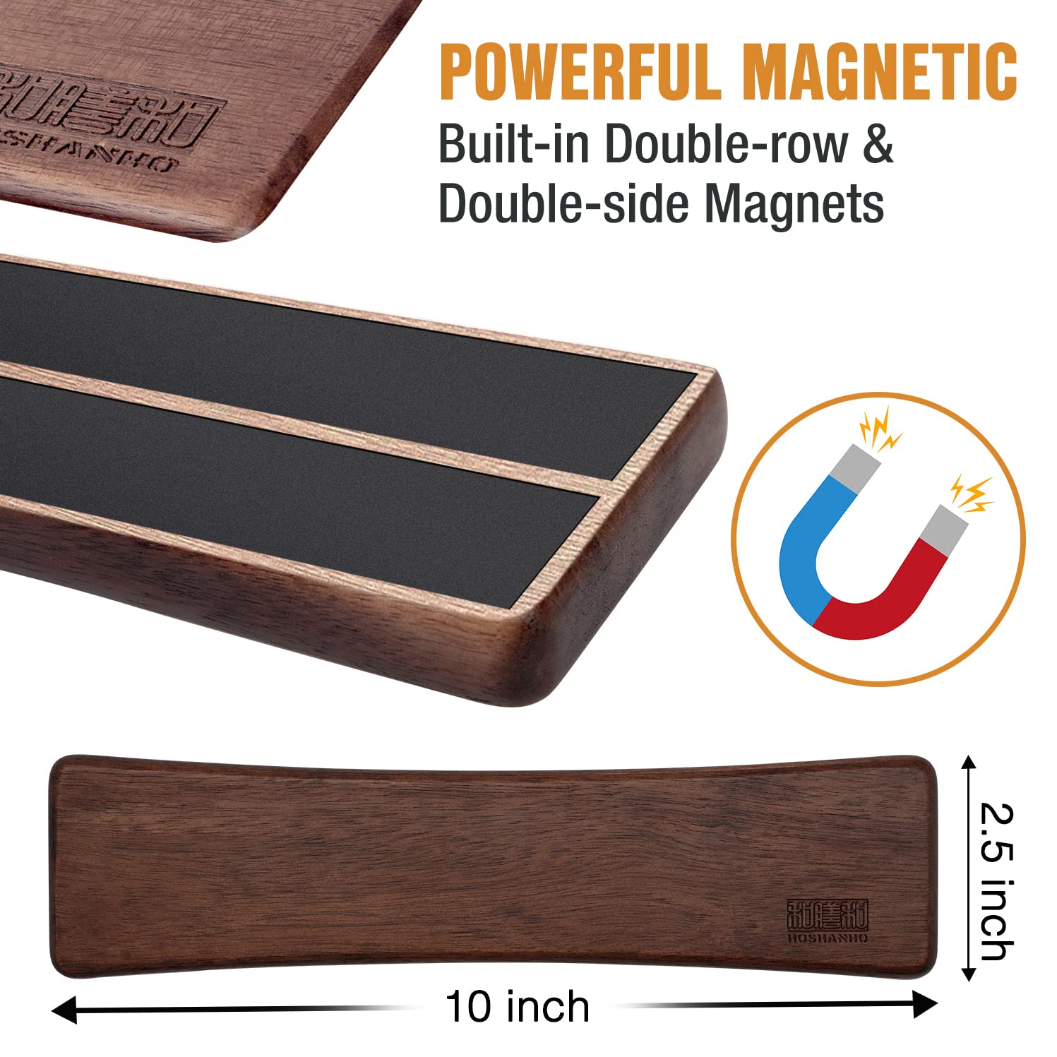 HOSHANHO closeup of acacia wood grain highlighting premium finish and durable look