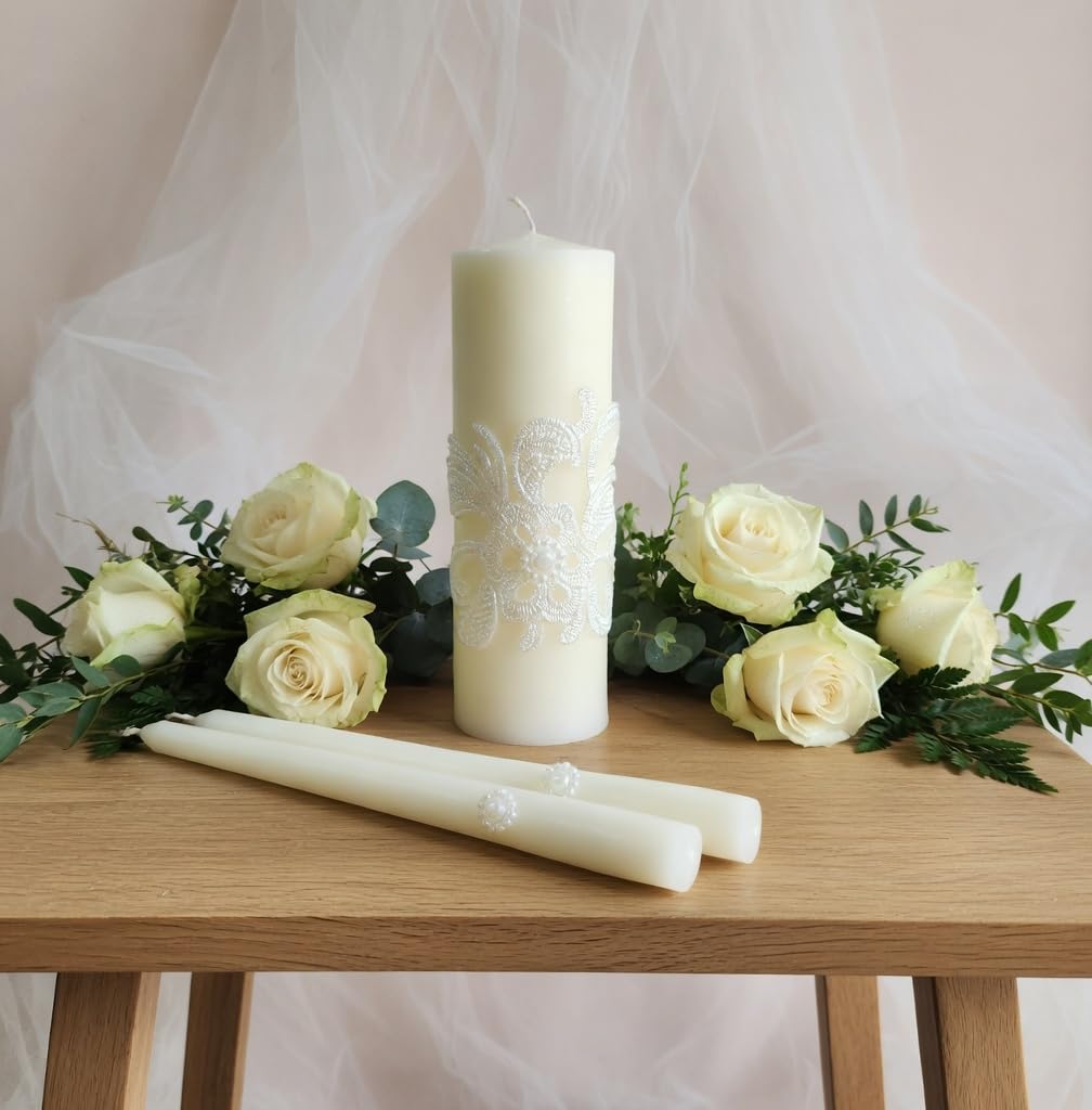 Hosley candle set used in ceremony providing a focal, symbolic ambiance