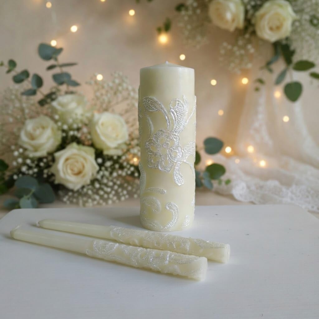 Hosley candles in wedding centerpiece displaying cohesive event styling