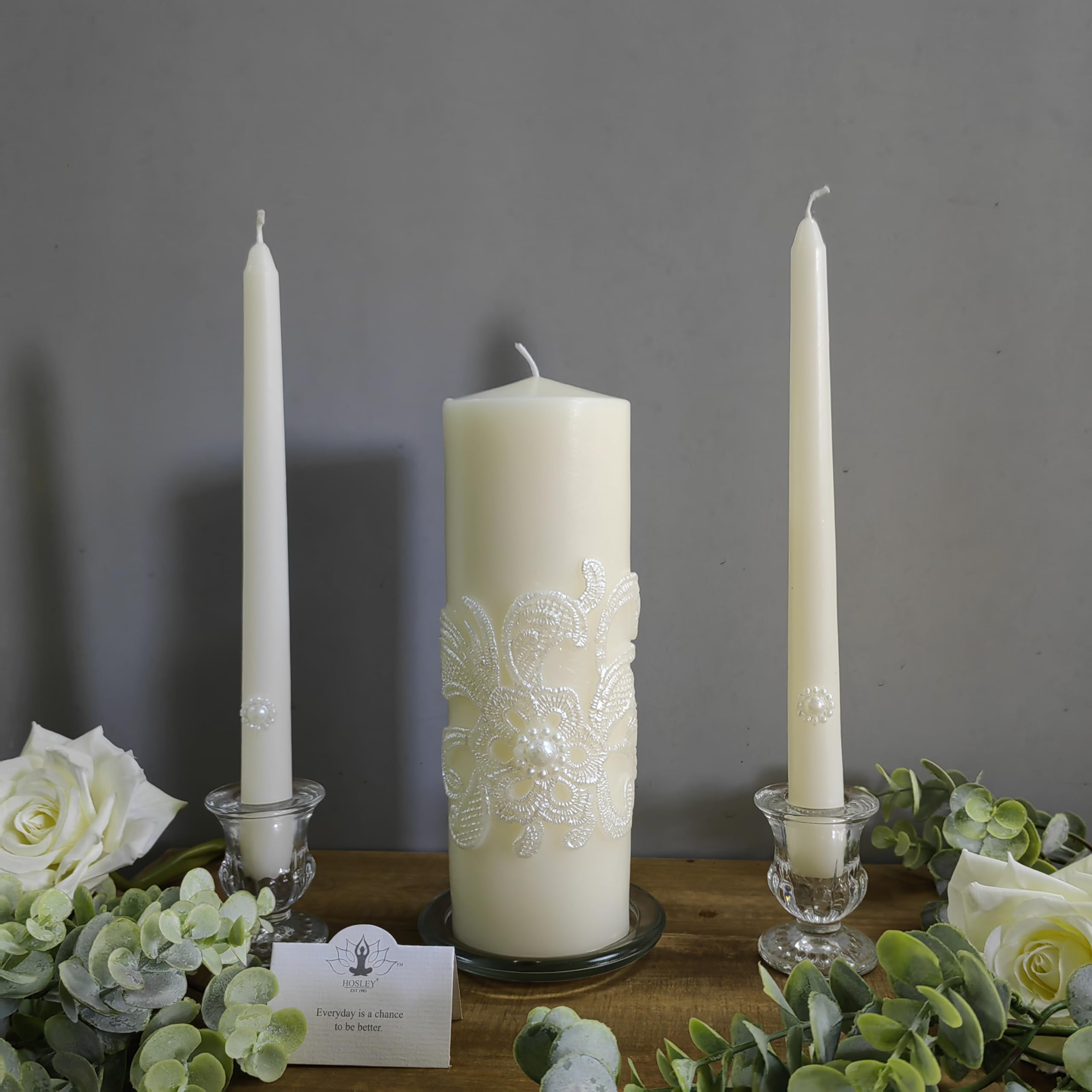 Hosley taper candles detail showing matched color and uniform shape benefits