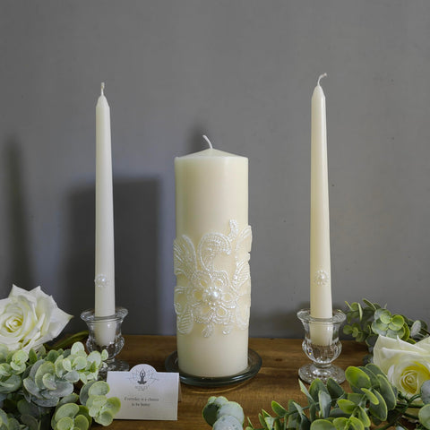 Hosley taper candles detail showing matched color and uniform shape benefits