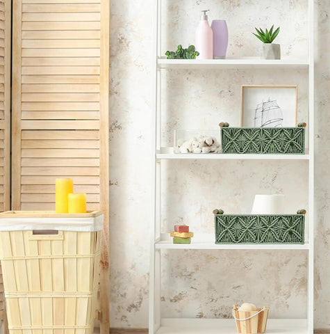 HOSROOME basket in bathroom showing organized, stylish storage benefit