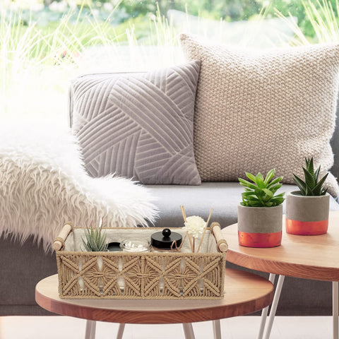 HOSROOME wooden accent detail on basket rim emphasizing rustic finish and stylish contrast