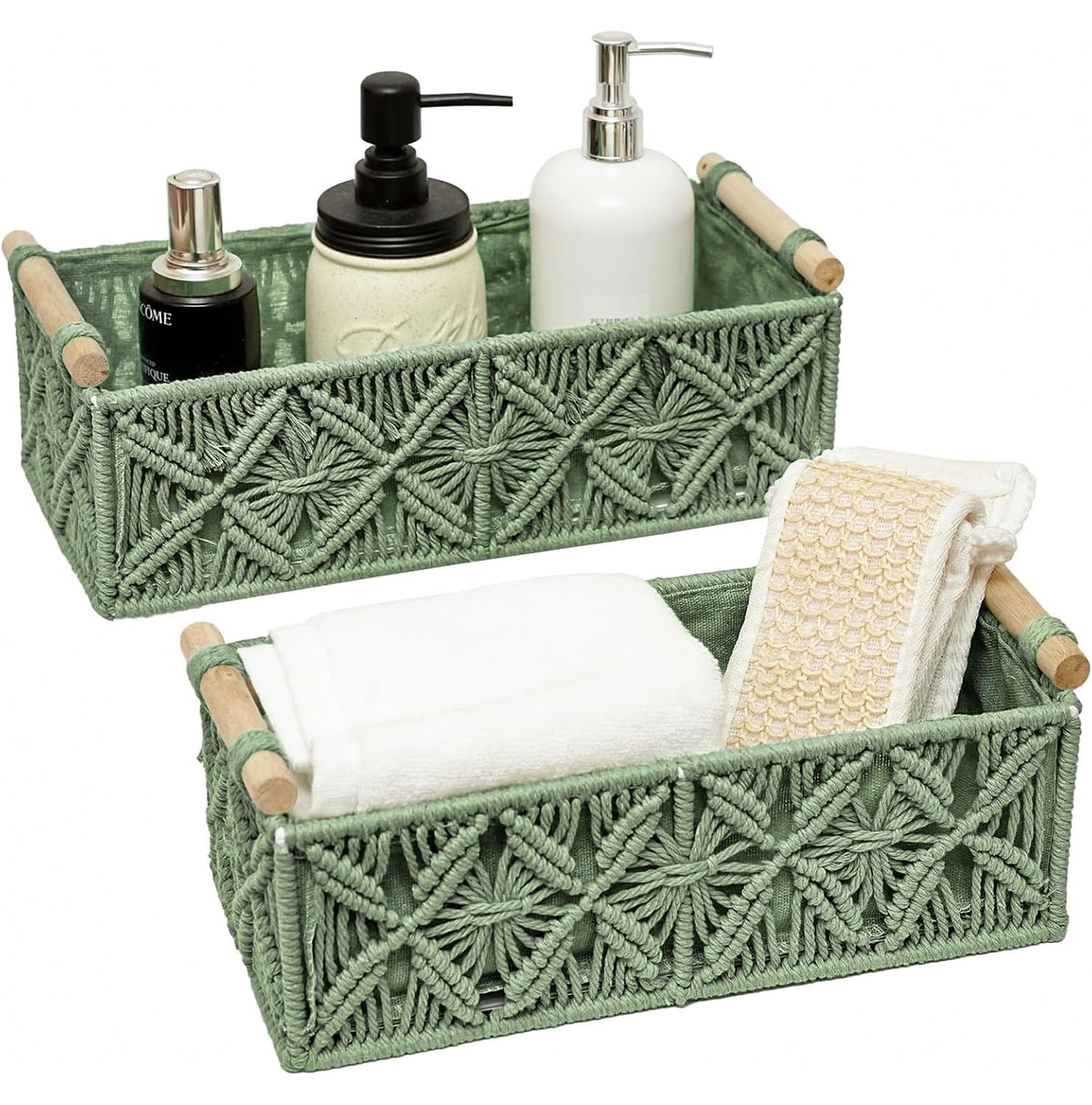 HOSROOME front view of basket showing tidy toilet paper storage benefit