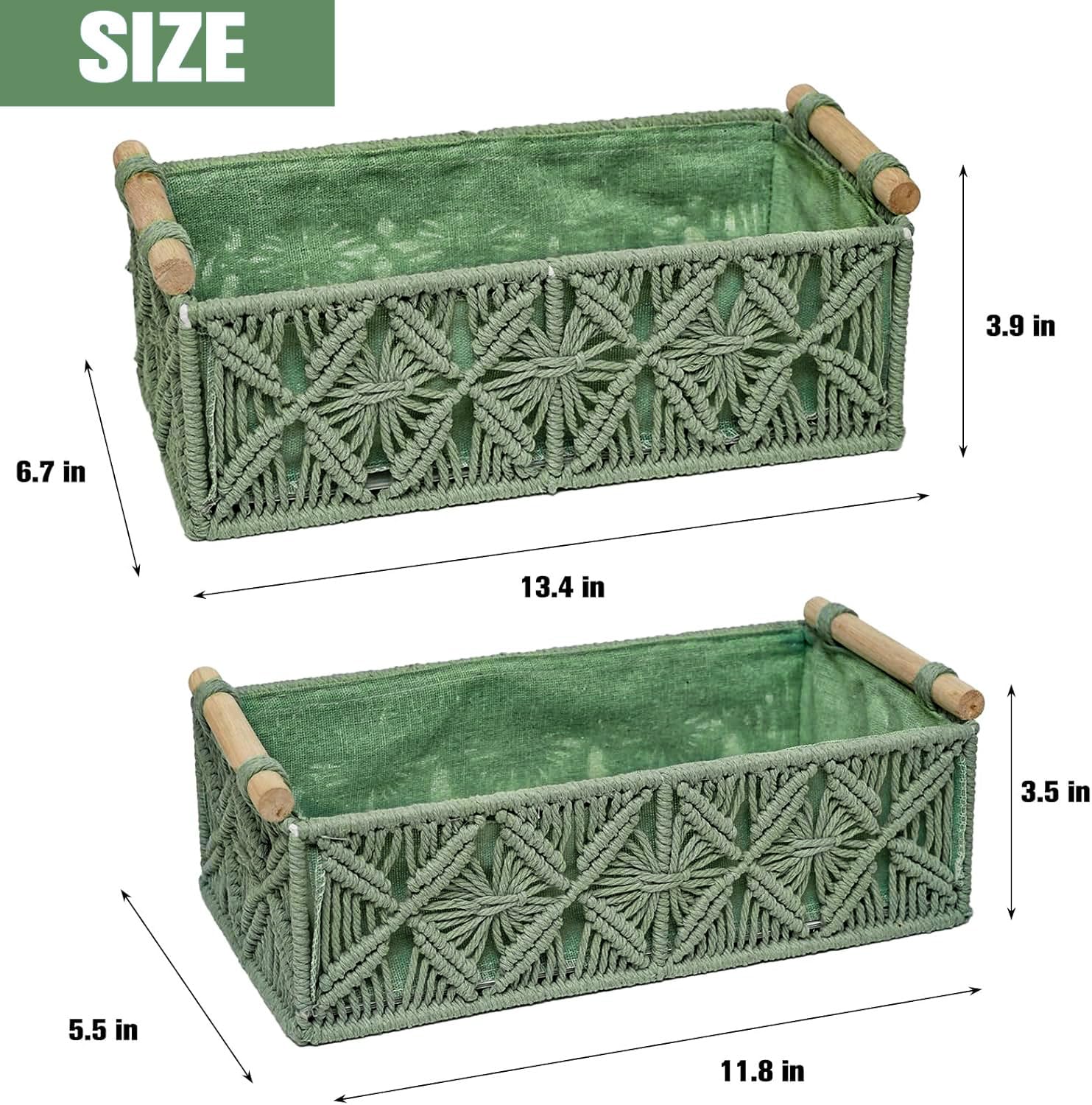 HOSROOME two baskets stacked displaying space-saving and styling benefit