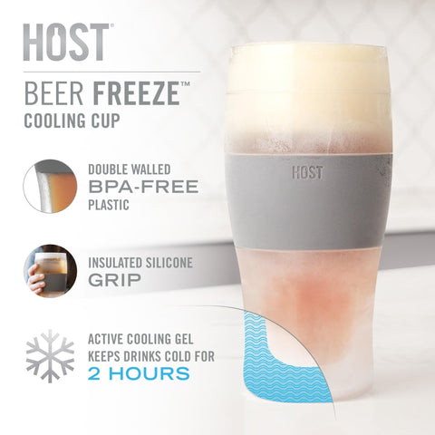 Host glasses inside freezer on shelf indicating easy pre-freezing for chilled drinks