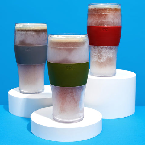 Host hand holding cup in lifestyle scene highlighting spill-resistant grip