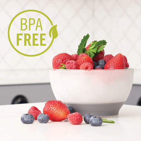 Host bowl held in hand to show 18 oz scale and comfortable serving benefit