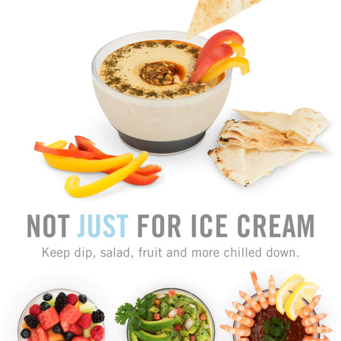 Host stacked bowls showing compact storage and freezer-friendly organization benefit