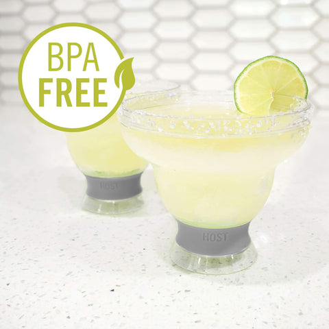 Host set of four margarita glasses stacked, ideal for home bar gifting