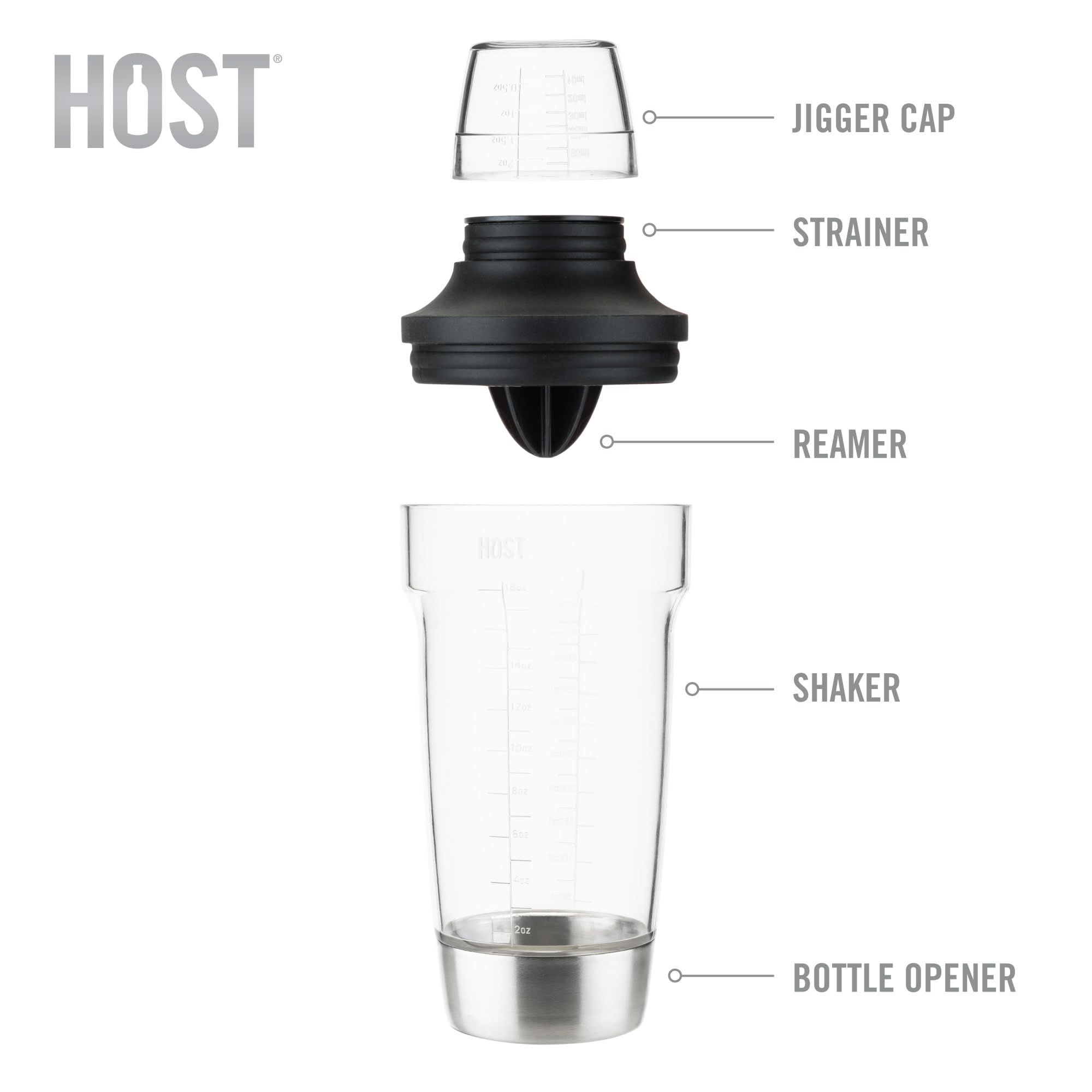 Host detail of built-in strainer cap keeping herbs and seeds out of cocktails benefit