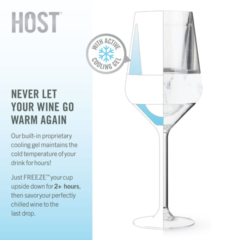 Host stemmed Freeze cup close-up of double wall and cooling gel for steady temperature control