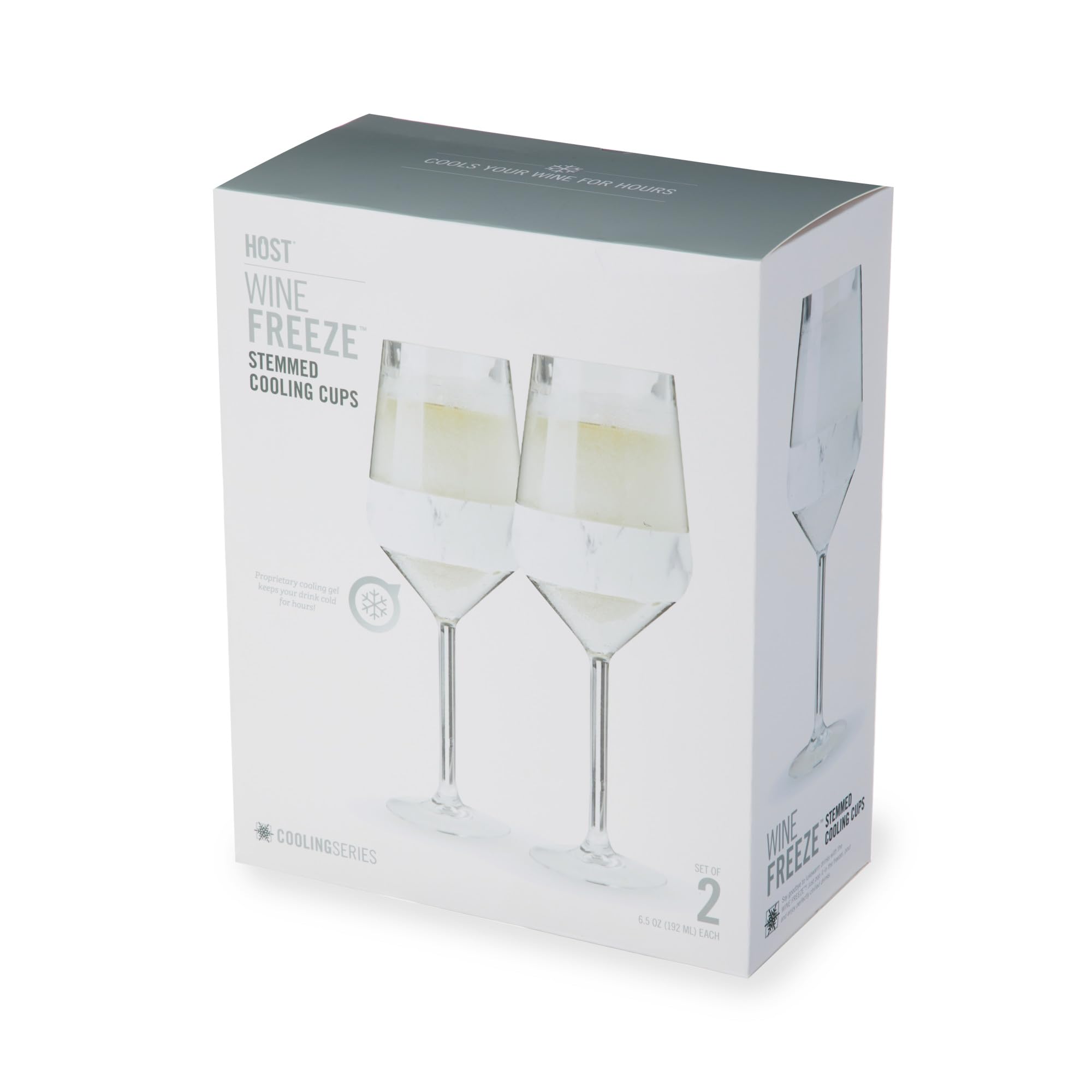 Host stemmed Freeze cup label and BPA-free materials close-up showing safe durable construction