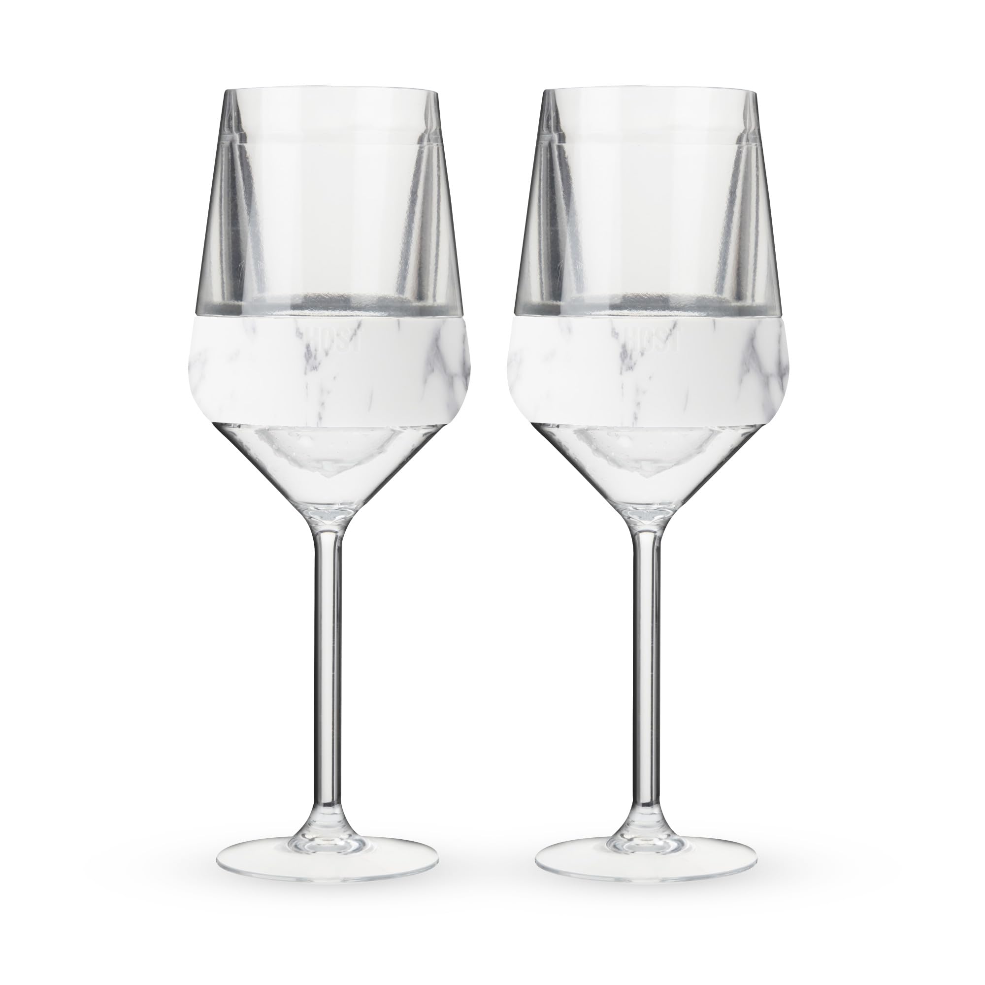Host stemmed Freeze cup marble set of two in outdoor setting conveying stylish entertaining convenience