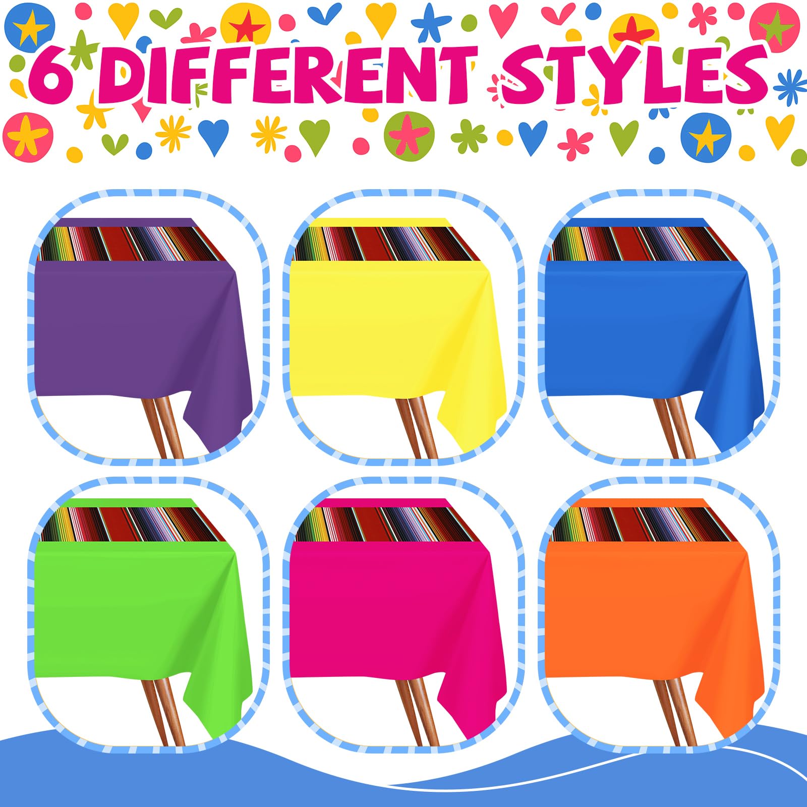 Hosuly tablecloth spread on rectangular party table, adds instant festive color