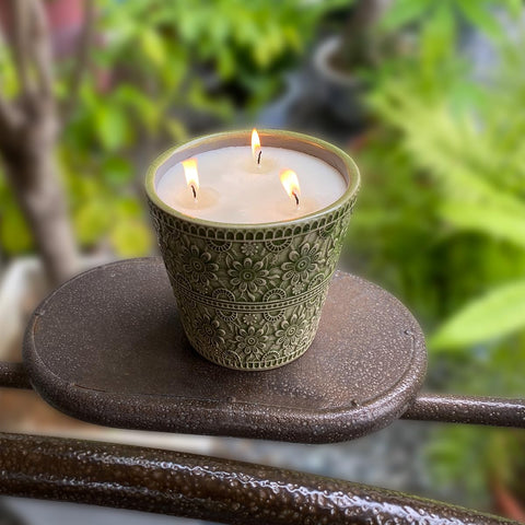 HOSVOT candle at campsite providing dependable light and pleasant outdoor scent
