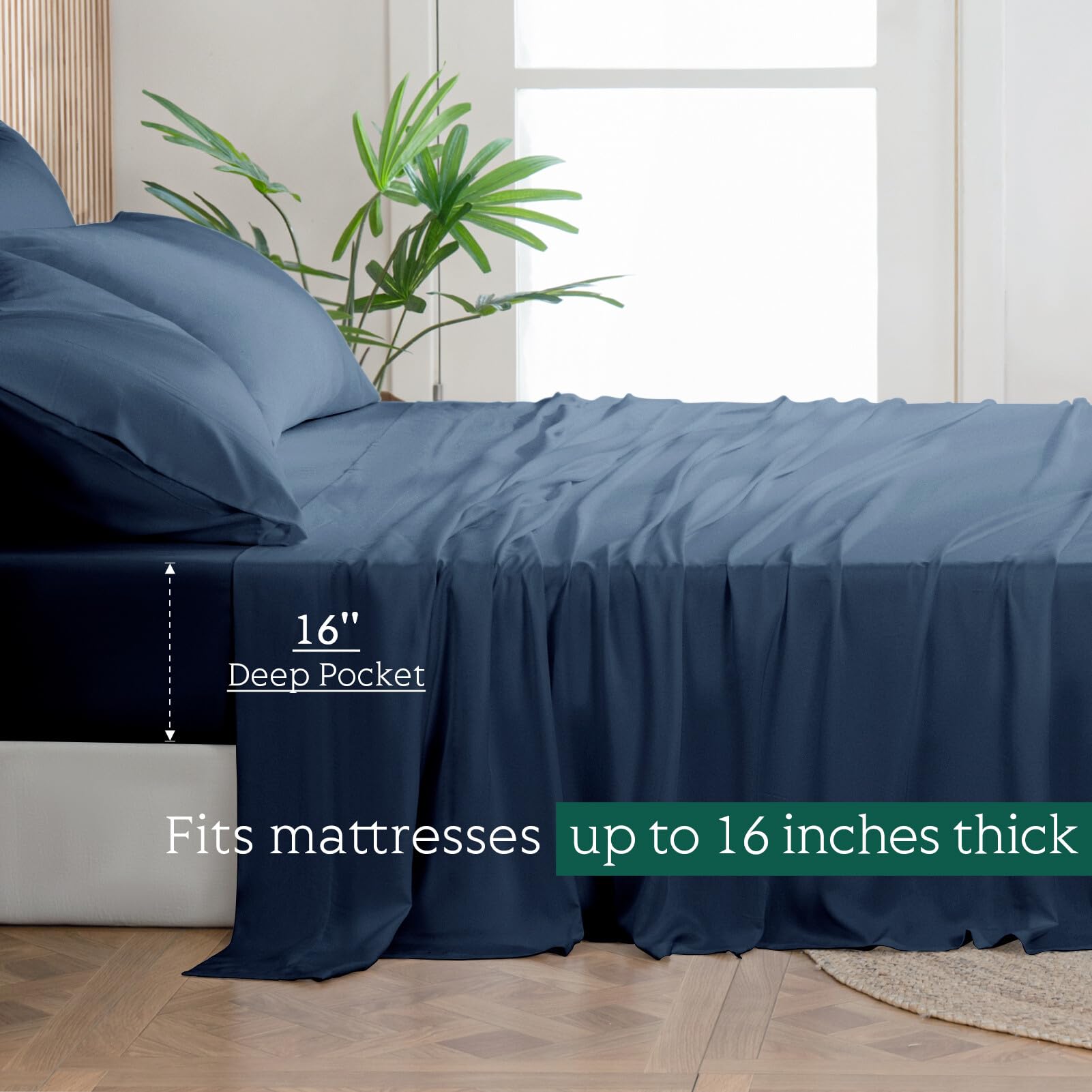 HOT SLEEPER SHEETS fitted sheet deep pocket shown on mattress demonstrating secure fit