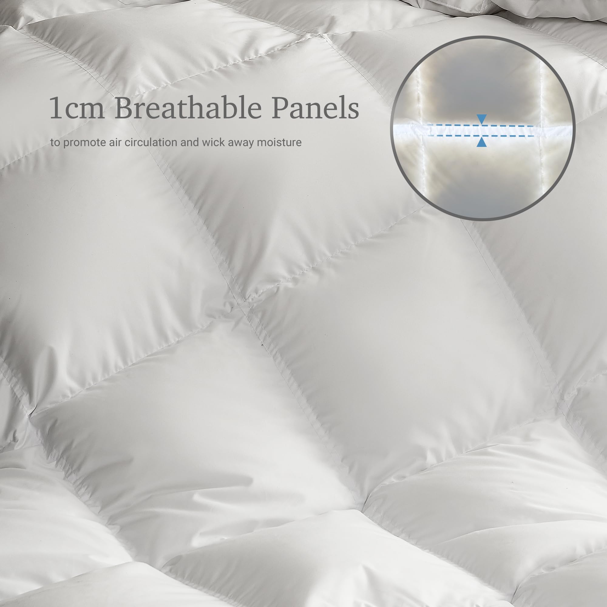 Hotel Grand close-up of down fiber loft highlighting soft texture and breathability