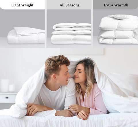 Hotel Grand comforter styled on bed in bedroom setting for restful sleep ambiance