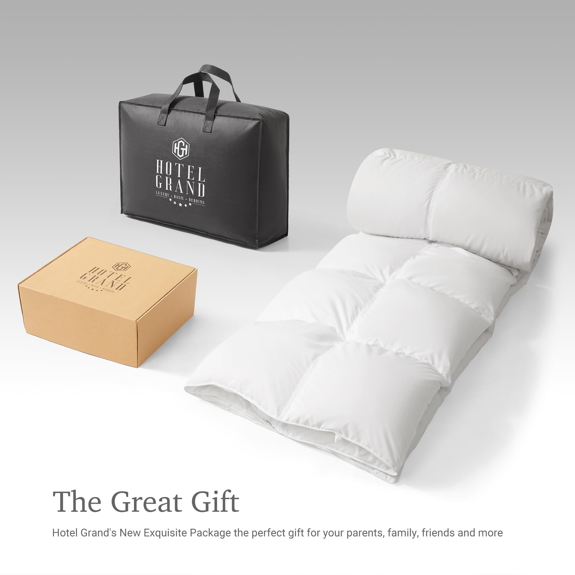 Hotel Grand comforter on king mattress showing size and full coverage