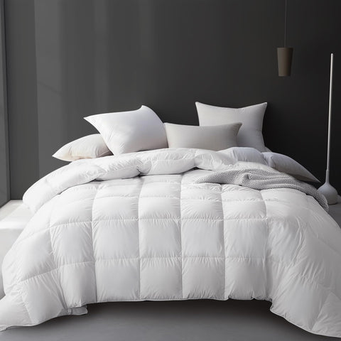 Hotel Grand front view of comforter packaging showing plush loft and clean look