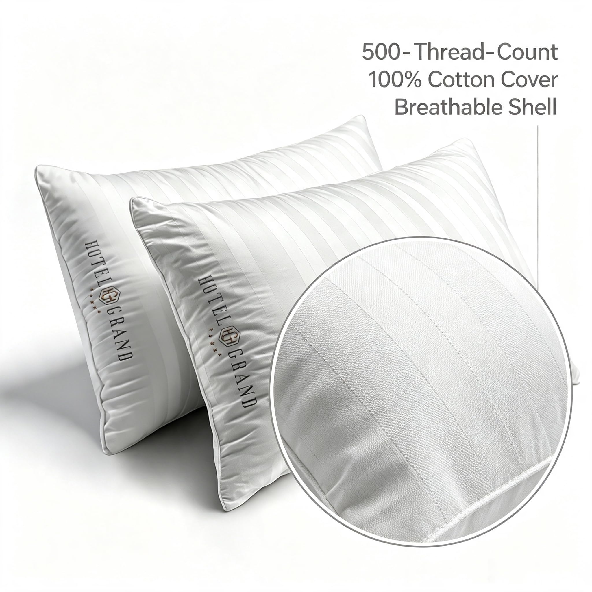 Hotel Grand cotton cover detail highlighting 500 thread-count smooth texture and breathability