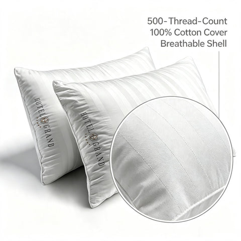 Hotel Grand cotton cover detail highlighting 500 thread-count smooth texture and breathability