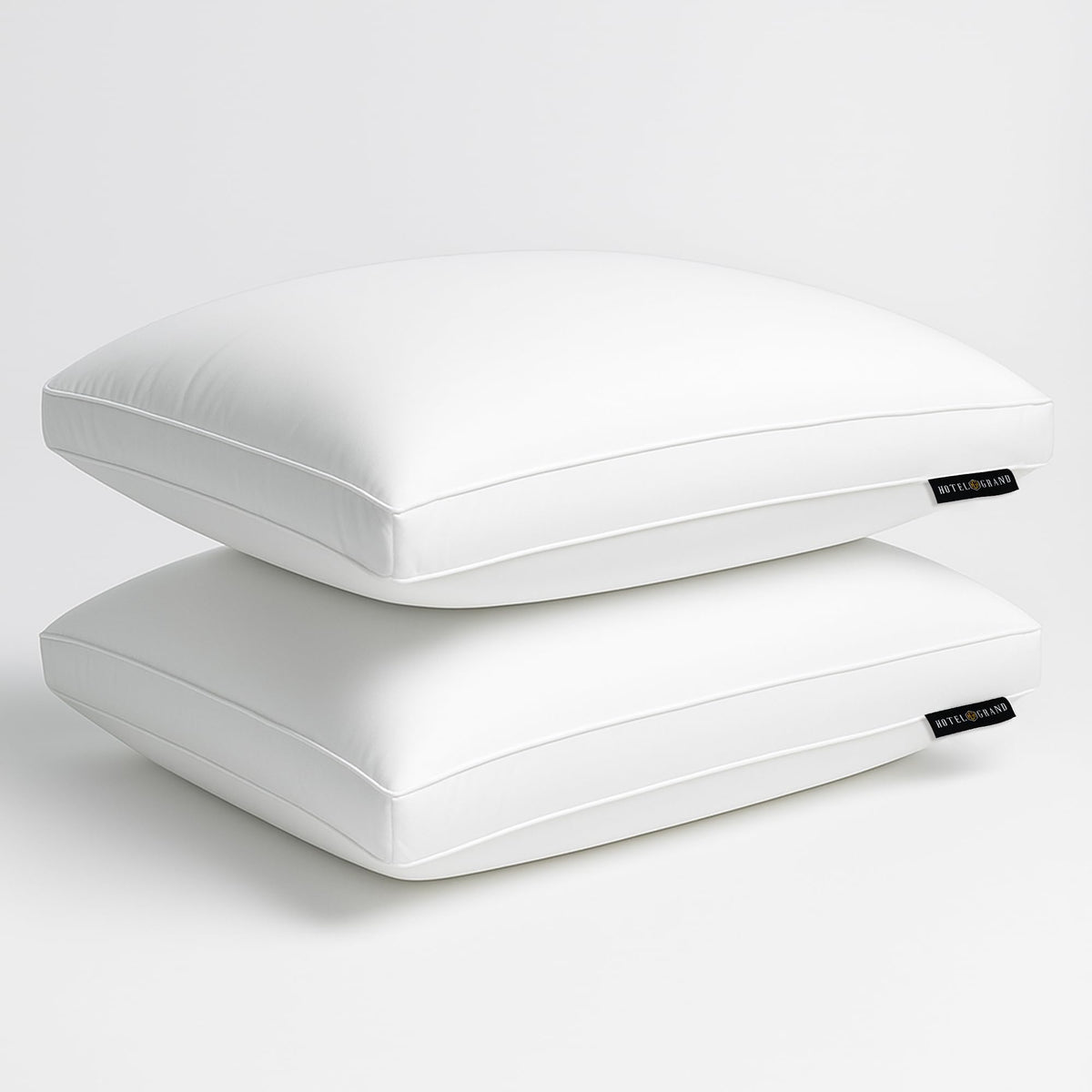 Hotel Grand pillow front packaging showing queen set and comfort