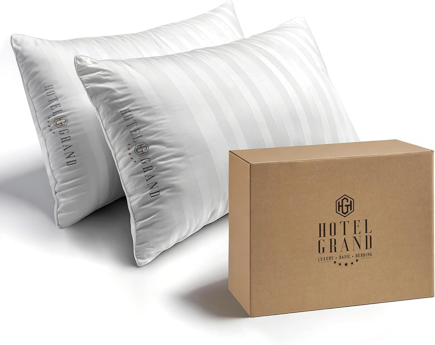 Hotel Grand two pillows on a king bed showing set value and coordinated look