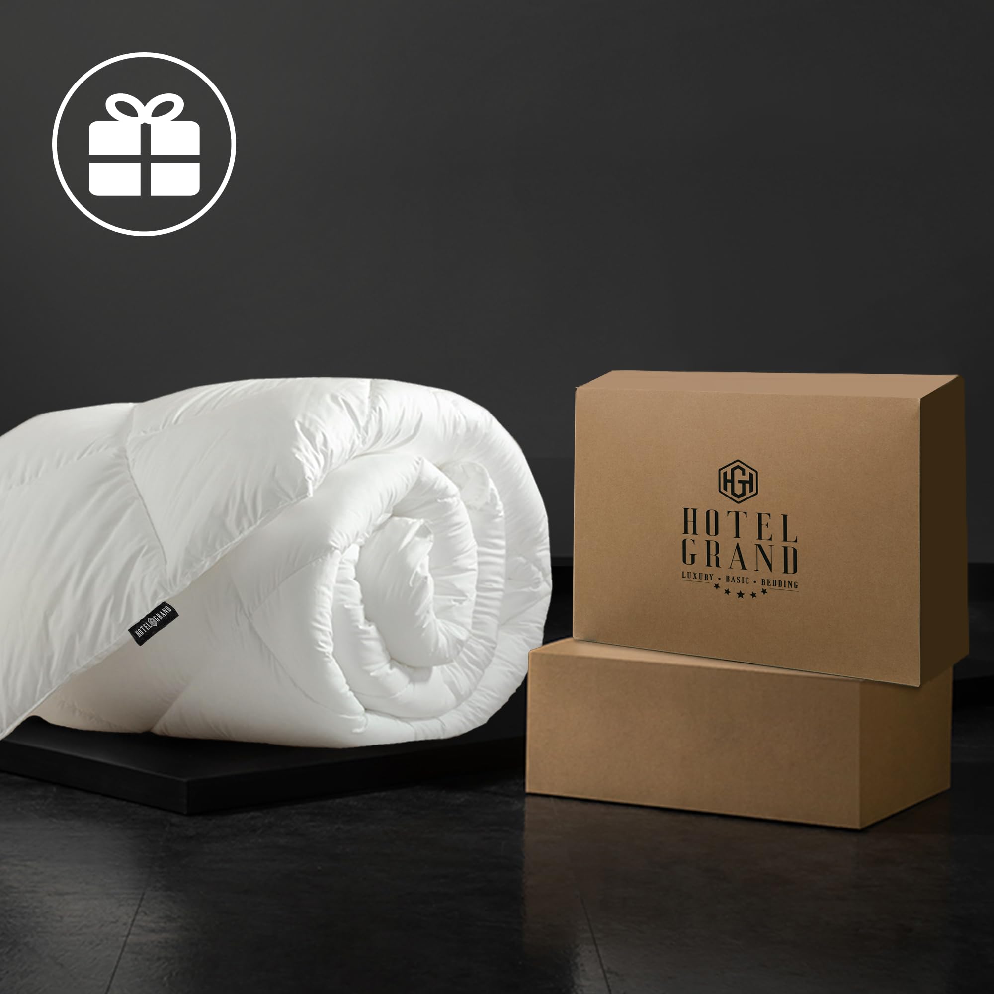 Hotel Grand vacuum pack unboxed with scale comparison for easy handling and storage